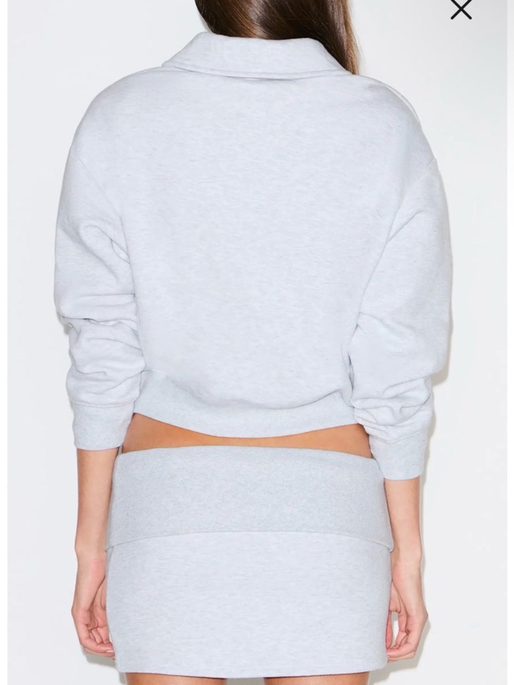 SKIMS Light Heathered Gray Cropped Polo Cozy Sweatshirt - Picture 2 of 9